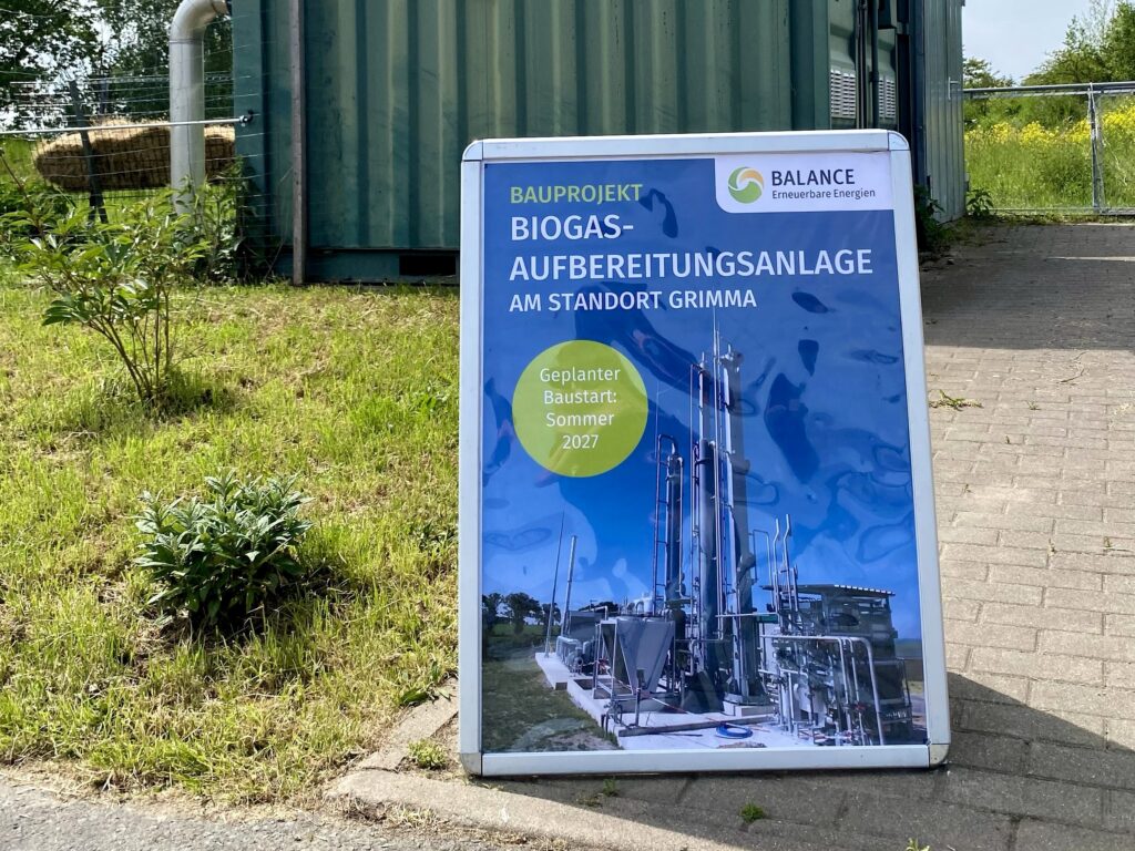 Plakat zur Standorterweiterung der Biogasanlage Grimma